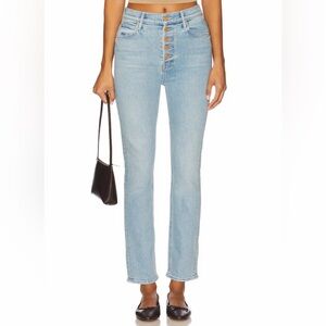 MOTHER Women's Light Blue High Rise Straight Leg Jeans